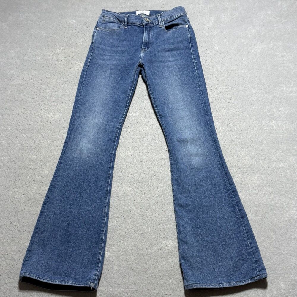 FRAME Jeans Women’s Size 27 Blue Le High Flare Wide Leg Stretch Pockets Denim